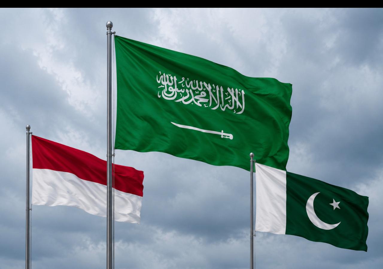 Saudi Arabia, Indonesia, and Pakistan flags